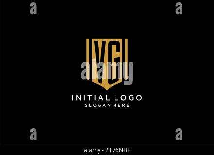 VG monogram logo with geometric shield icon design inspiration Stock Vector