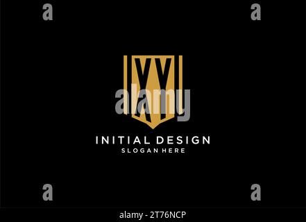 XY monogram logo with geometric shield icon design inspiration Stock Vector