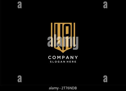 WA monogram logo with geometric shield icon design inspiration Stock Vector