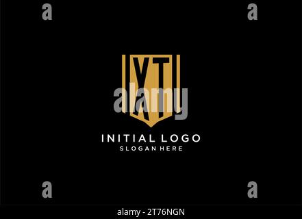 XT monogram logo with geometric shield icon design inspiration Stock Vector