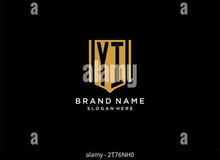 YI monogram logo with geometric shield icon design inspiration Stock Vector
