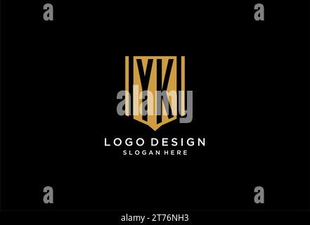 YK monogram logo with geometric shield icon design inspiration Stock Vector