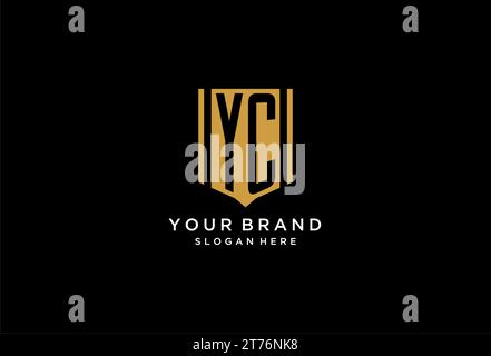 YC monogram logo with geometric shield icon design inspiration Stock Vector