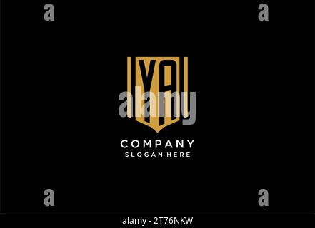YA monogram logo with geometric shield icon design inspiration Stock Vector