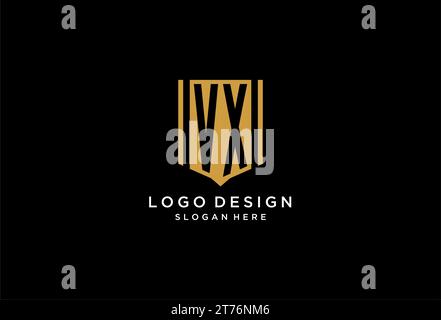 VX monogram logo with geometric shield icon design inspiration Stock Vector