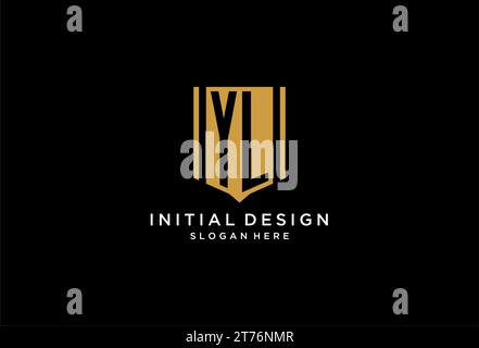 YL monogram logo with geometric shield icon design inspiration Stock Vector