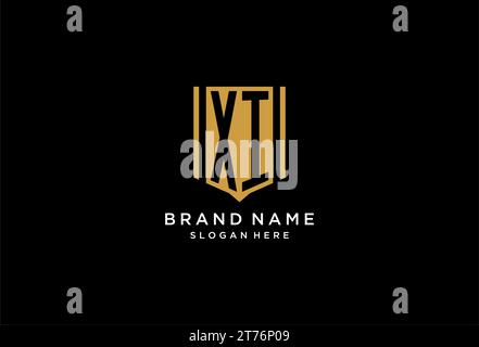 XI monogram logo with geometric shield icon design inspiration Stock Vector