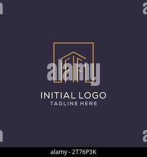 Initial FF logo with square lines, luxury and elegant real estate logo design vector graphic Stock Vector