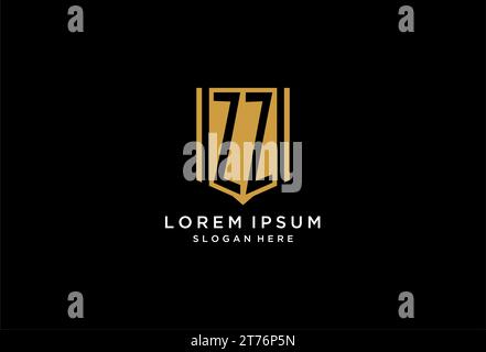 ZZ monogram logo with geometric shield icon design inspiration Stock Vector