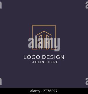 Initial AB logo with square lines, luxury and elegant real estate logo design vector graphic Stock Vector