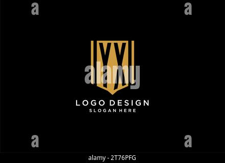 YX monogram logo with geometric shield icon design inspiration Stock Vector