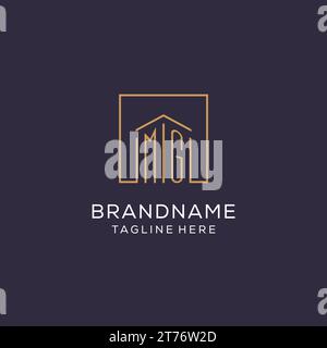 Initial MG logo with square lines, luxury and elegant real estate logo design vector graphic Stock Vector