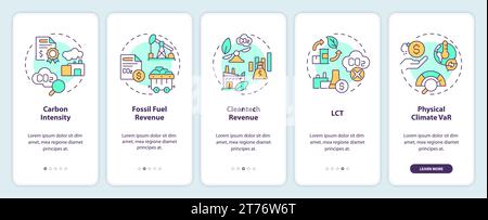 Walkthrough climate metrics with colorful icons Stock Vector