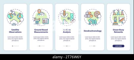 Walkthrough climate metrics with linear icons concept Stock Vector