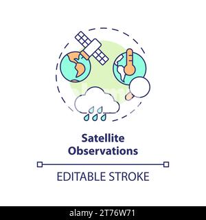 2D thin linear icon satellite observations concept Stock Vector