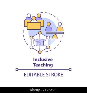 Thin line colorful icon inclusive teaching concept Stock Vector