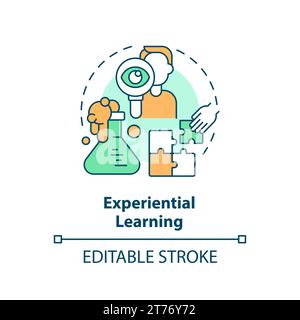 Thin line colorful icon experiential learning concept Stock Vector