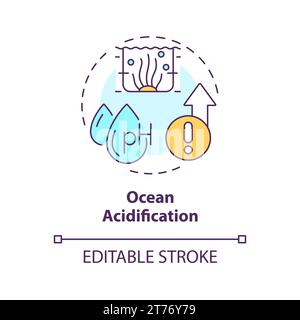 2D thin linear icon ocean acidification concept Stock Vector