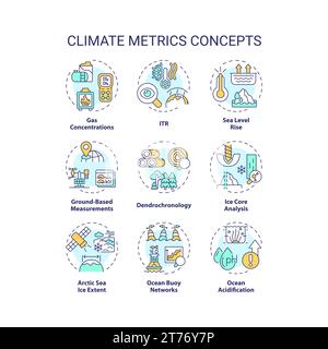 Editable thin line icon set representing climate metrics Stock Vector