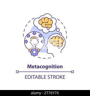 Thin line colorful icon metacognition concept Stock Vector