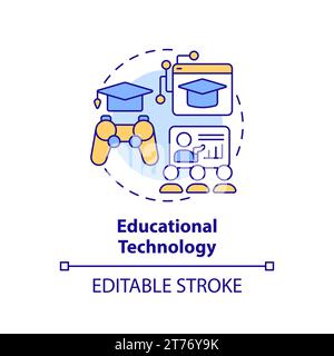 Thin line colorful icon educational technology concept Stock Vector