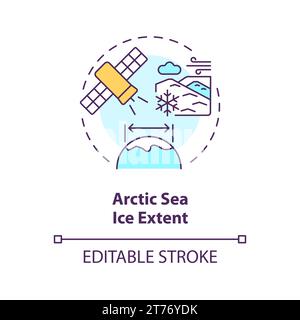 2D thin linear icon arctic sea ice extent concept Stock Vector