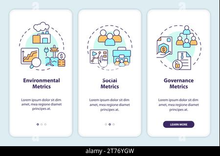 Walkthrough climate metrics with multicolor icons Stock Vector