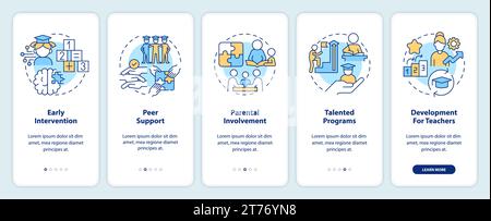 Walkthrough learning theories with multicolor icons Stock Vector