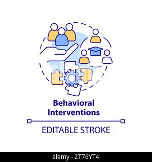 Thin line colorful icon behavioral interventions concept Stock Vector