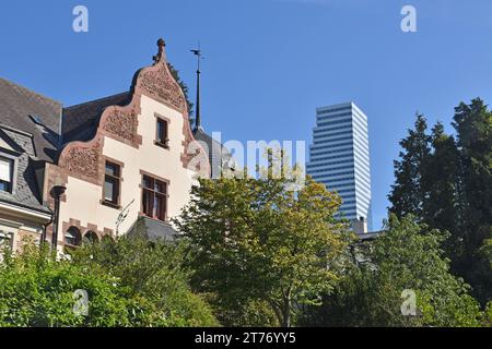 Roche Towers, 1 & 2, built for Pharmaceutical company Hoffman-La Roche, in Basel Switzerland, 41 & 53 storeys, architects Herzog & de Meuron Stock Photo