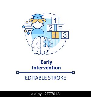 Thin line colorful icon early intervention concept Stock Vector