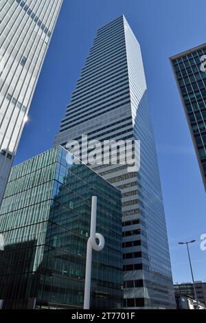 Roche Tower, 1 built for Pharmaceutical company Hoffman-La Roche, in Basel Switzerland, 41 storeys, architects Herzog & de Meuron Stock Photo