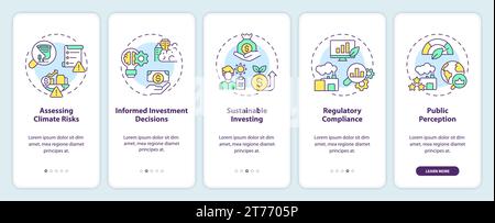 Walkthrough climate metrics with thin linear icons Stock Vector