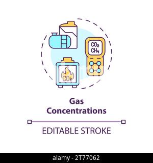 2D thin linear icon gas concentrations concept Stock Vector