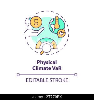 2D thin linear icon physical climate VaR concept Stock Vector