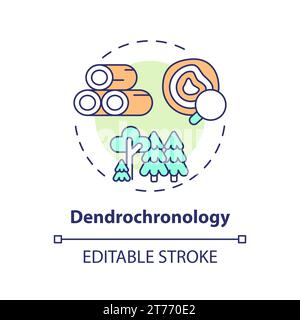 2D thin linear icon dendrochronology concept Stock Vector