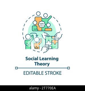 Thin line colorful icon social learning theory concept Stock Vector