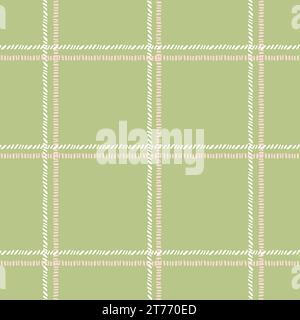 Pastel tablecloth gingham Vector Seamless Pattern. hand drawn doodle checker green background. Cottagecore Garden design. Homestead Farmhouse Summer G Stock Vector