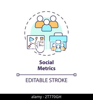 2D thin linear icon social metrics concept Stock Vector