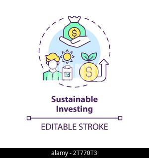 2D thin linear icon sustainable investing concept Stock Vector