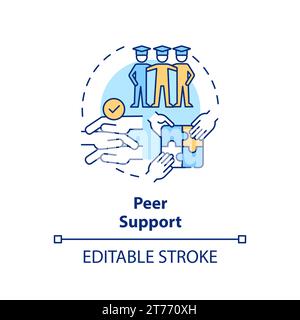 Thin line colorful icon peer support concept Stock Vector