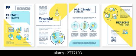 Brochure with colorful climate metrics thin linear icons Stock Vector