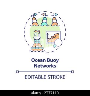 2D thin linear icon ocean buoy networks concept Stock Vector