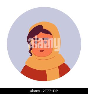 Muslim woman pretty smiling 2D vector avatar illustration Stock Vector