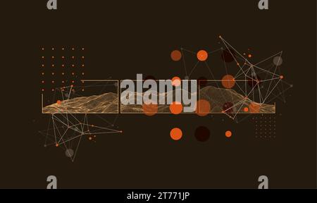 Modern science or technology elements in square. Trendy abstract background. Surface illustration. Hand drawn vector art. Stock Vector