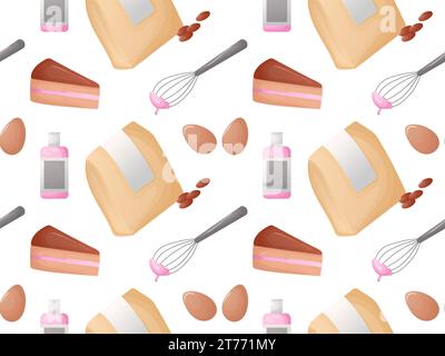 Seamless background confectionery accessories cake Stock Vector