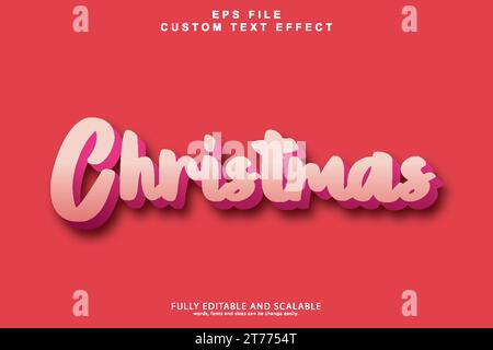 Editable text effect Christmas 3d rose and love font style Stock Vector