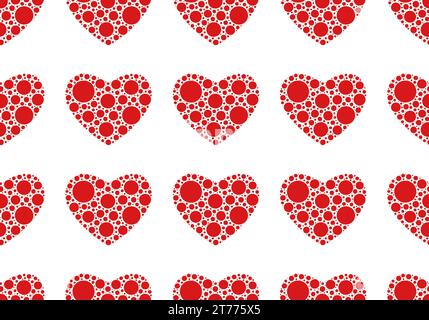 Dotted hearts seamless isolated on white background Stock Vector