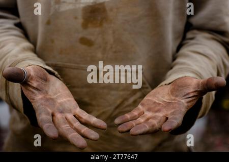 Close up of a man dirty hands Stock Photo