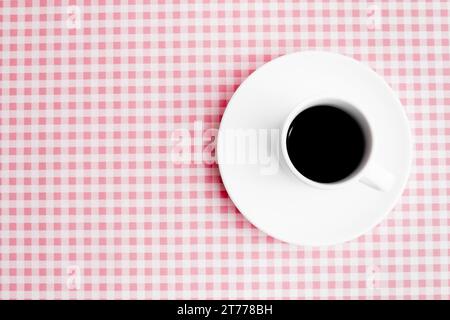 breackfast with coffee on table with tablecloth Stock Photo